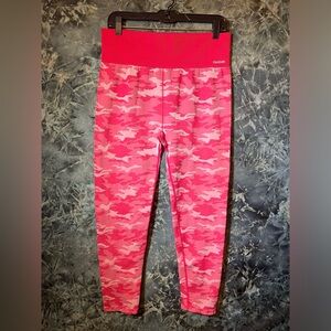 Reebok high waisted stretch pink camo activewear workout leggings